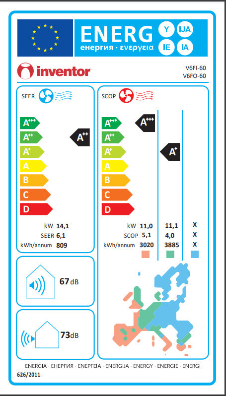 Inventor V6FI-60/ V6FΟ-60 Επαγγελματικό Κλιματιστικό Inverter Ντουλάπα 48000 BTU